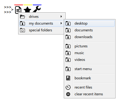 Mywe File manager menu